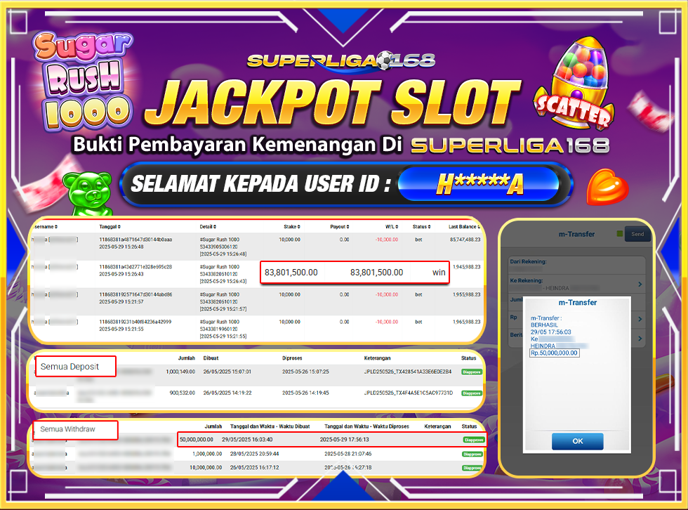 SUPERLIGA168 JACKPOT SUGAR RUSH 1000 Rp.50,000,000